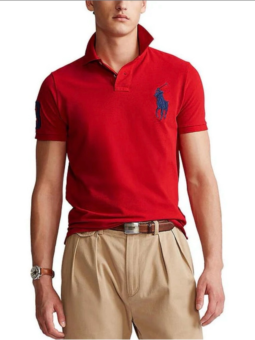 Polo Ralph Lauren Big Pony Polo Shirt Mens XL Red Classic Fit 3 Patch